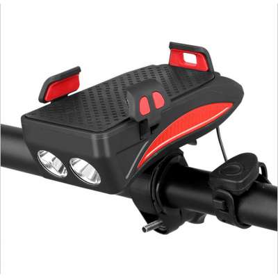 Bicycle 4 in 1 multi-function holder with power bank flash light bells