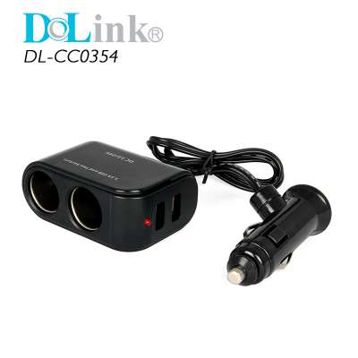 Wholesale Portable Quick Charging Output Dual Usb Ports Cigarette Car Socket Splitter Adapter For Mobile phone